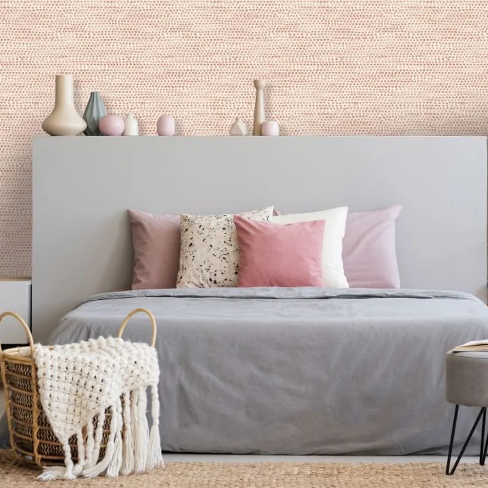 Tempaper Self-Adhesive Wallpaper, Moire Dots Coral MD10580